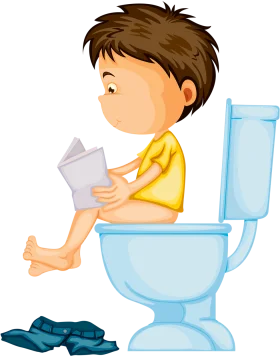Cute Cartoon Clipart of a Young Boy Learning Toilet Training Skills