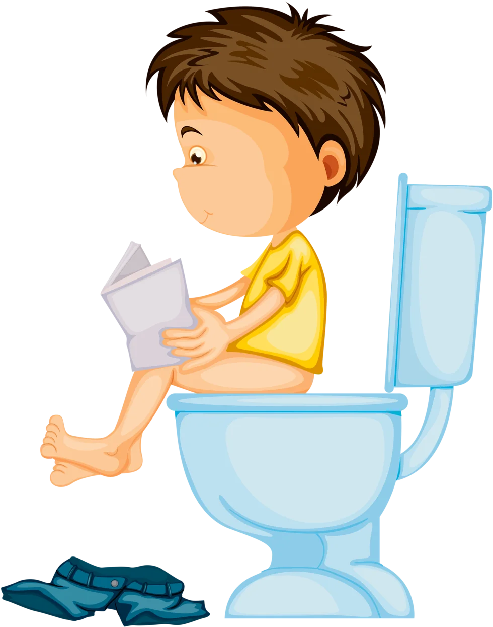Cute Cartoon Clipart of a Young Boy Learning Toilet Training Skills