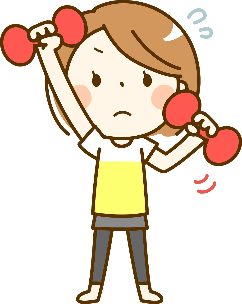 Determined Fitness Enthusiast Struggling with Dumbbell Exercise Clipart Illustration