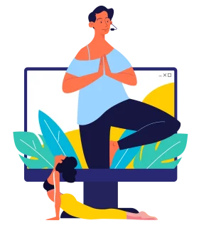 Digital Wellness Clipart: Yoga and Meditation in Modern Workspace Environment