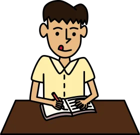 Diligent Student Studying Intently: Engaging Educational Clipart Illustration
