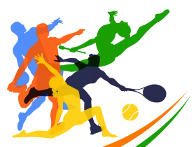 Dynamic Multi-Sport Athletes in Colorful Action Silhouette Clipart Design