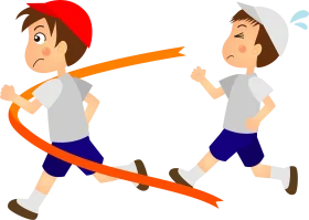 Dynamic School Children Running in a Playful Sports Clipart Illustration