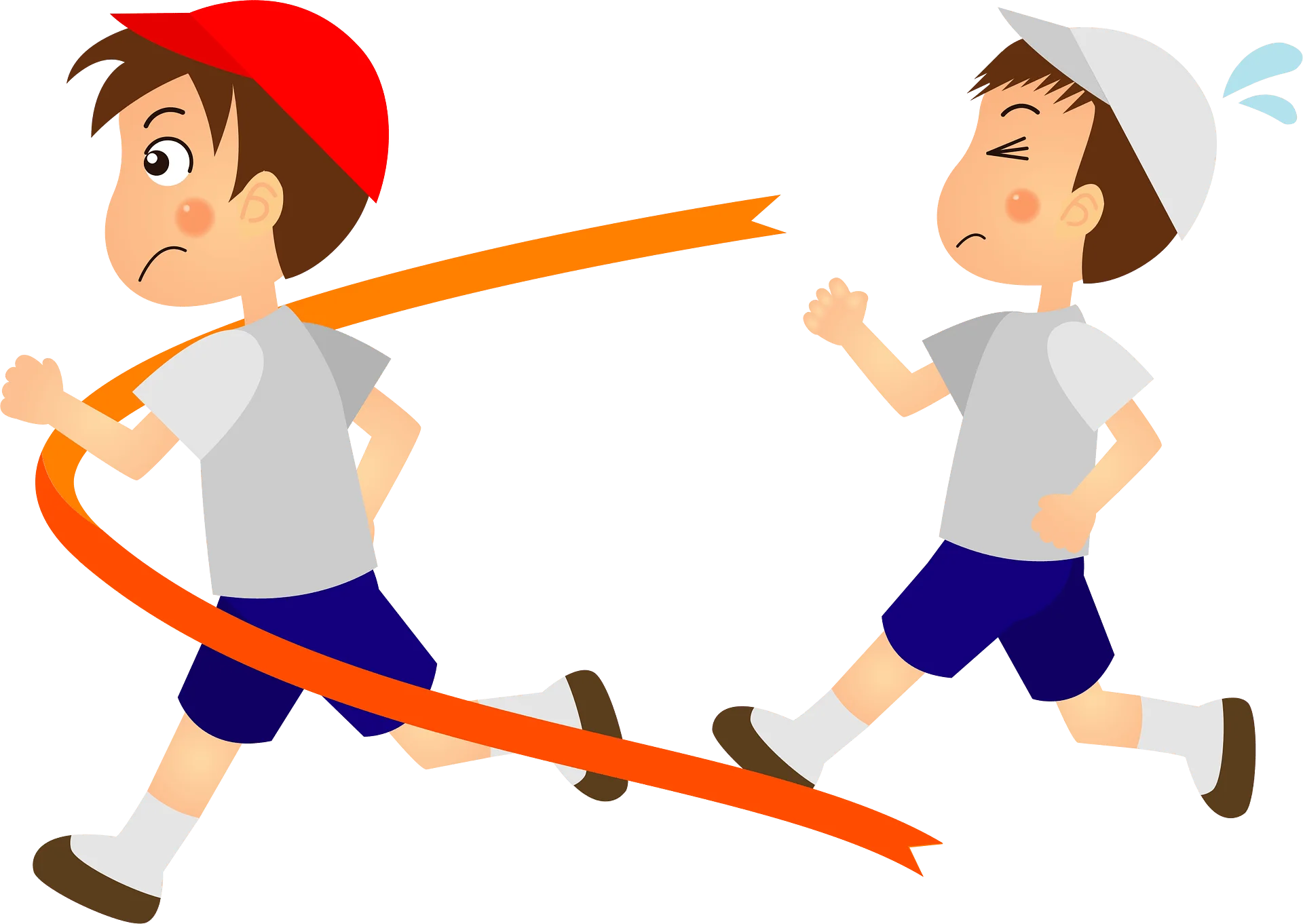 Dynamic School Children Running in a Playful Sports Clipart Illustration