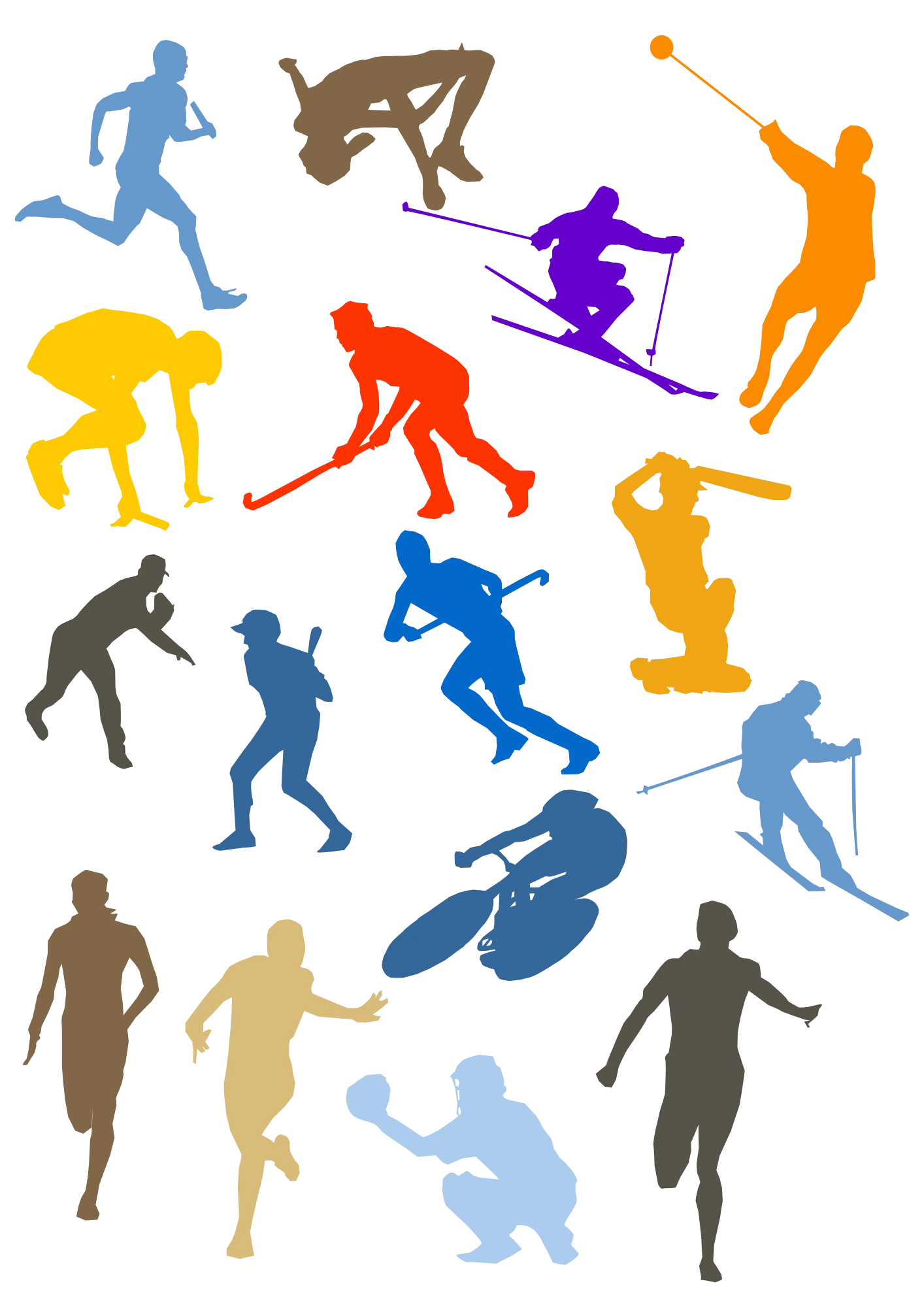 Dynamic Sports Action Figures Clipart Collection of Athletic Movements