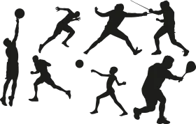 Dynamic Sports Action Silhouettes Clipart Collection of Diverse Athletic Movements