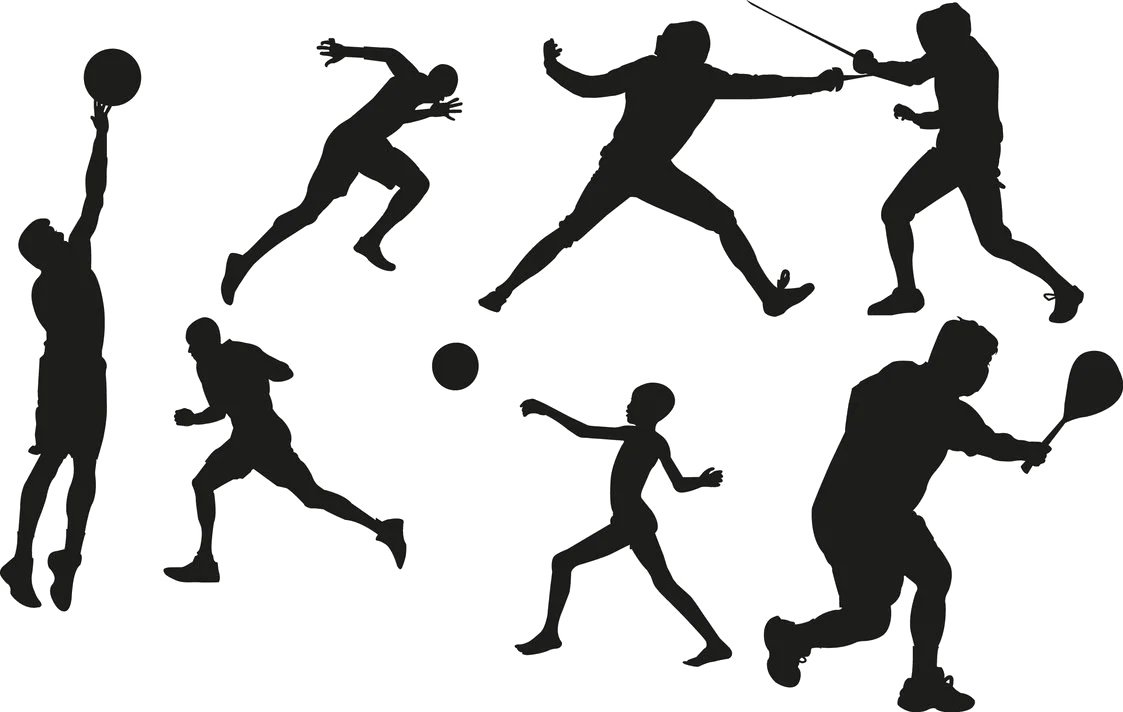 Dynamic Sports Action Silhouettes Clipart Collection of Diverse Athletic Movements
