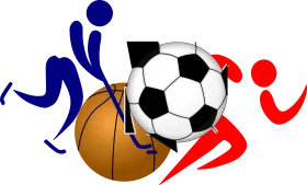 Dynamic Sports Figures Balancing on Geometric Balls Clipart Illustration