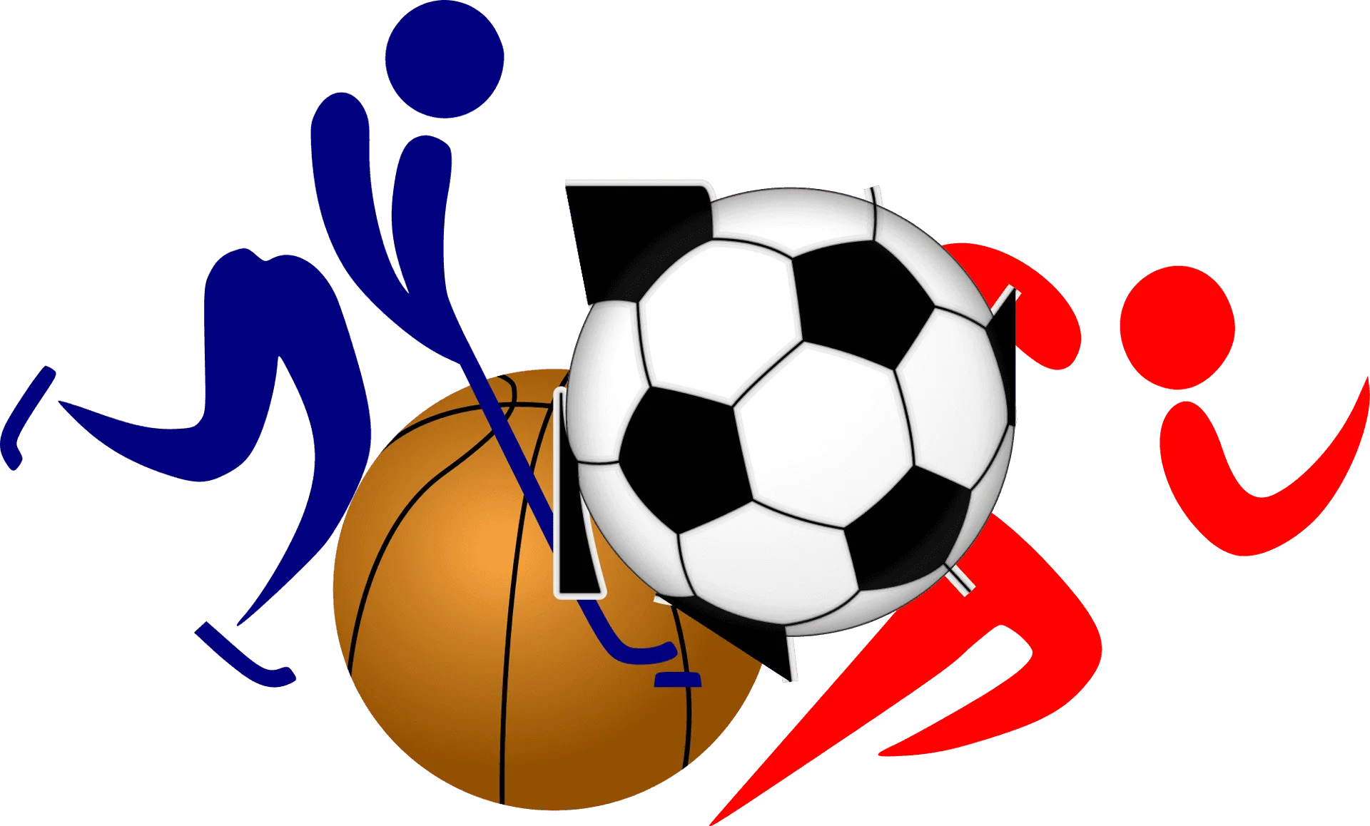 Dynamic Sports Figures Balancing on Geometric Balls Clipart Illustration