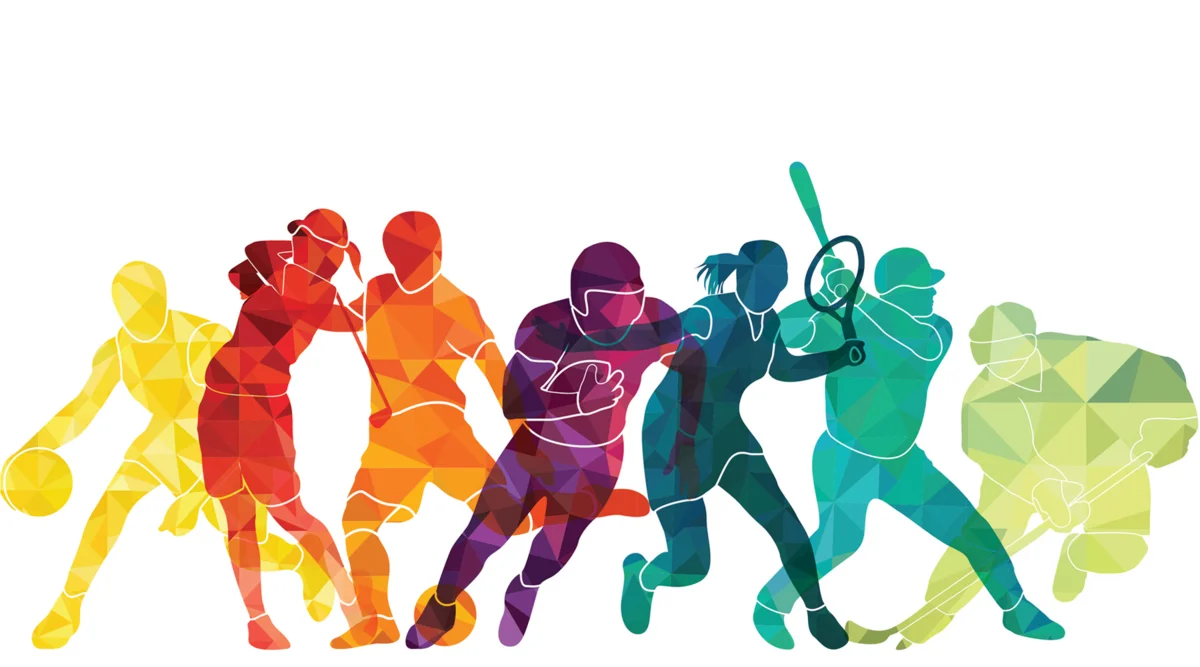 Dynamic Sports Silhouettes Clipart - Athletes in Motion Across Colorful Spectrum