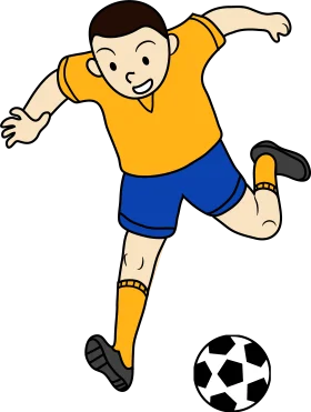 Energetic Youth Soccer Player Kicking Ball - Dynamic Sports Clipart Illustration