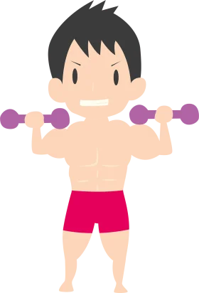 Fitness Warrior: Cartoon Character Lifting Weights Clipart with Determination