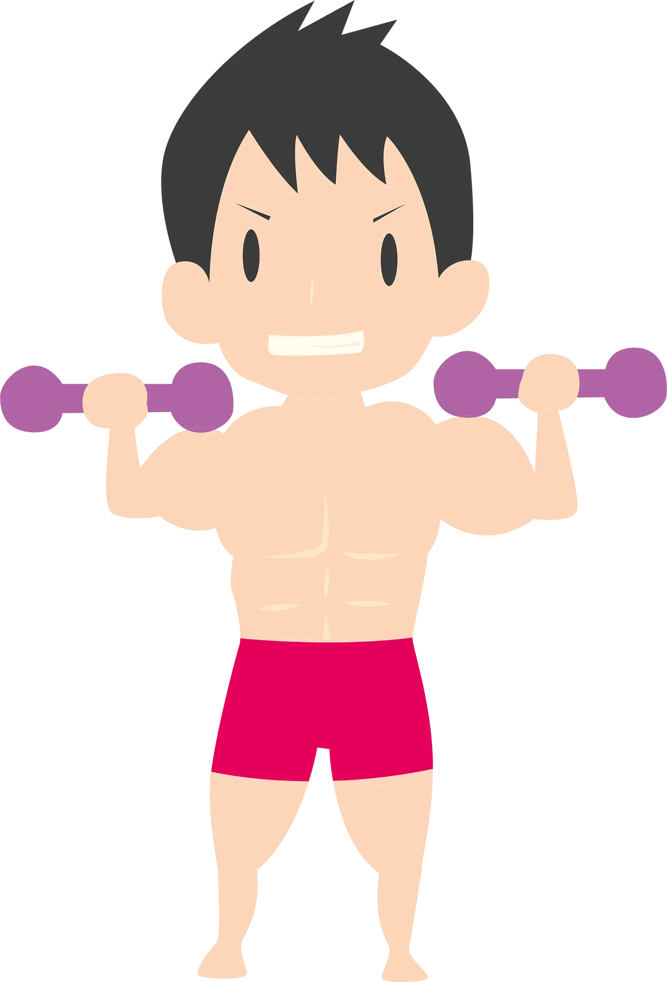 Fitness Warrior: Cartoon Character Lifting Weights Clipart with Determination