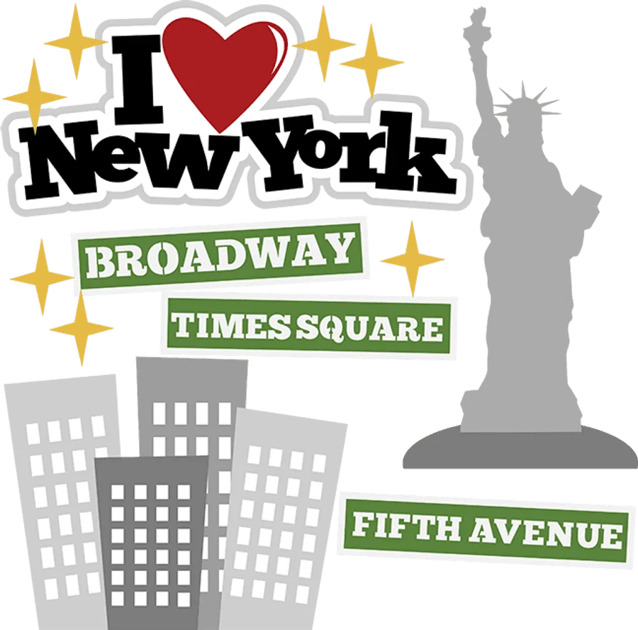 Iconic New York City Landmarks and Symbols Stylized Clipart Collection