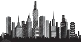 Monochrome New York City Skyline Architectural Clipart Silhouette Vector Design