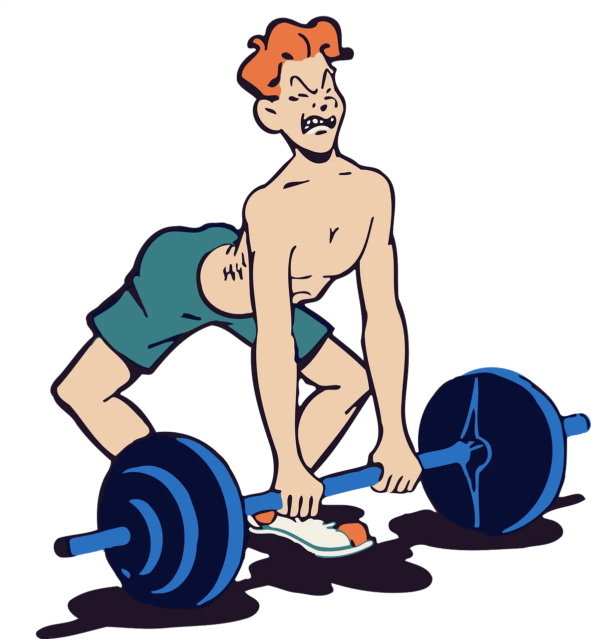 Muscular Fitness Enthusiast Performing Intense Weightlifting Clipart Illustration