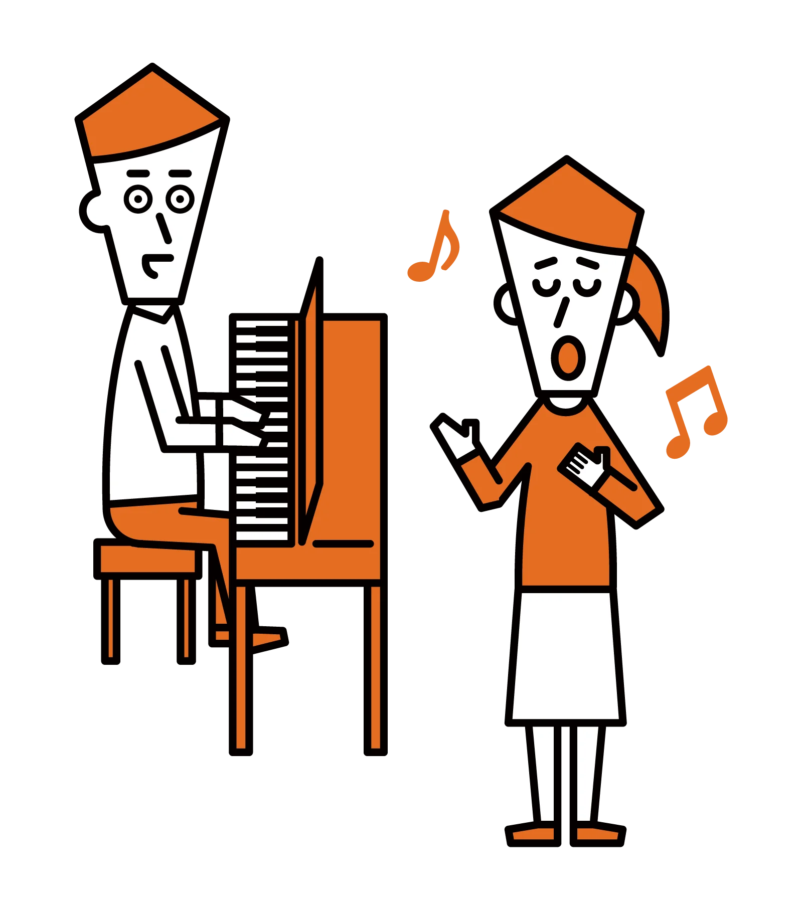 Musical Learning Journey: Vocal and Keyboard Training Clipart Illustration