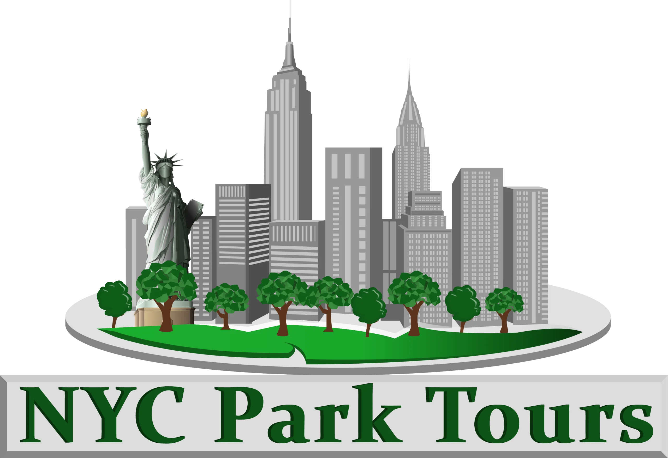 New York City Skyline Park Tours Scenic Illustrated Clipart Design