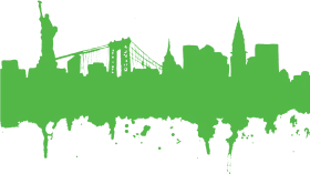 New York City Skyline Silhouette in Fresh Green Eco-Friendly Clipart Design