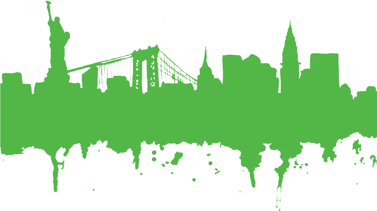 New York City Skyline Silhouette in Fresh Green Eco-Friendly Clipart Design