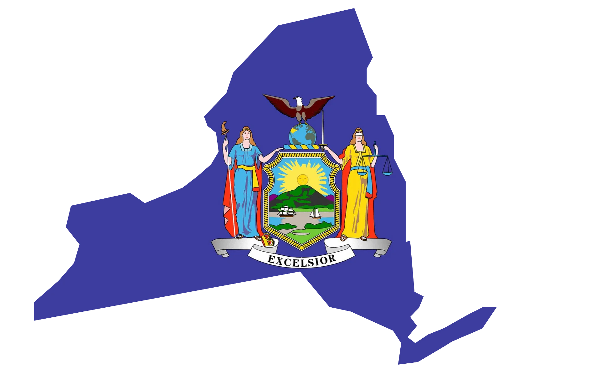 New York State Flag Silhouette Clipart - Patriotic Empire State Illustration