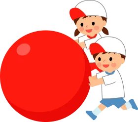Playful Elementary School Children Playing Dodgeball Clipart Illustration