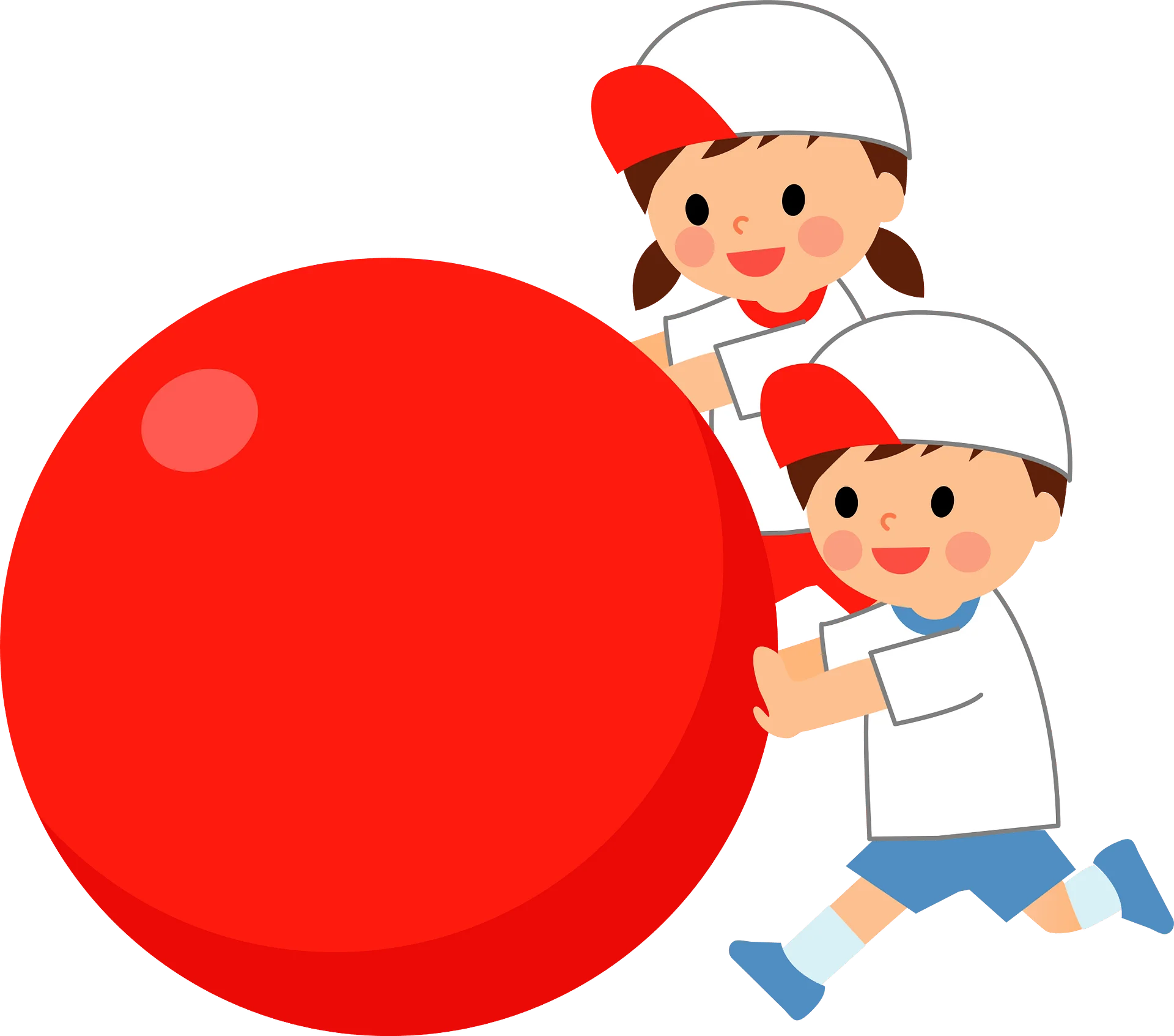 Playful Elementary School Children Playing Dodgeball Clipart Illustration