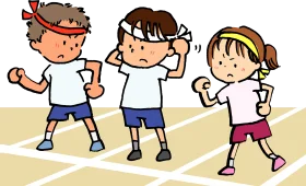 Playful School Children in Physical Education Clipart Illustration