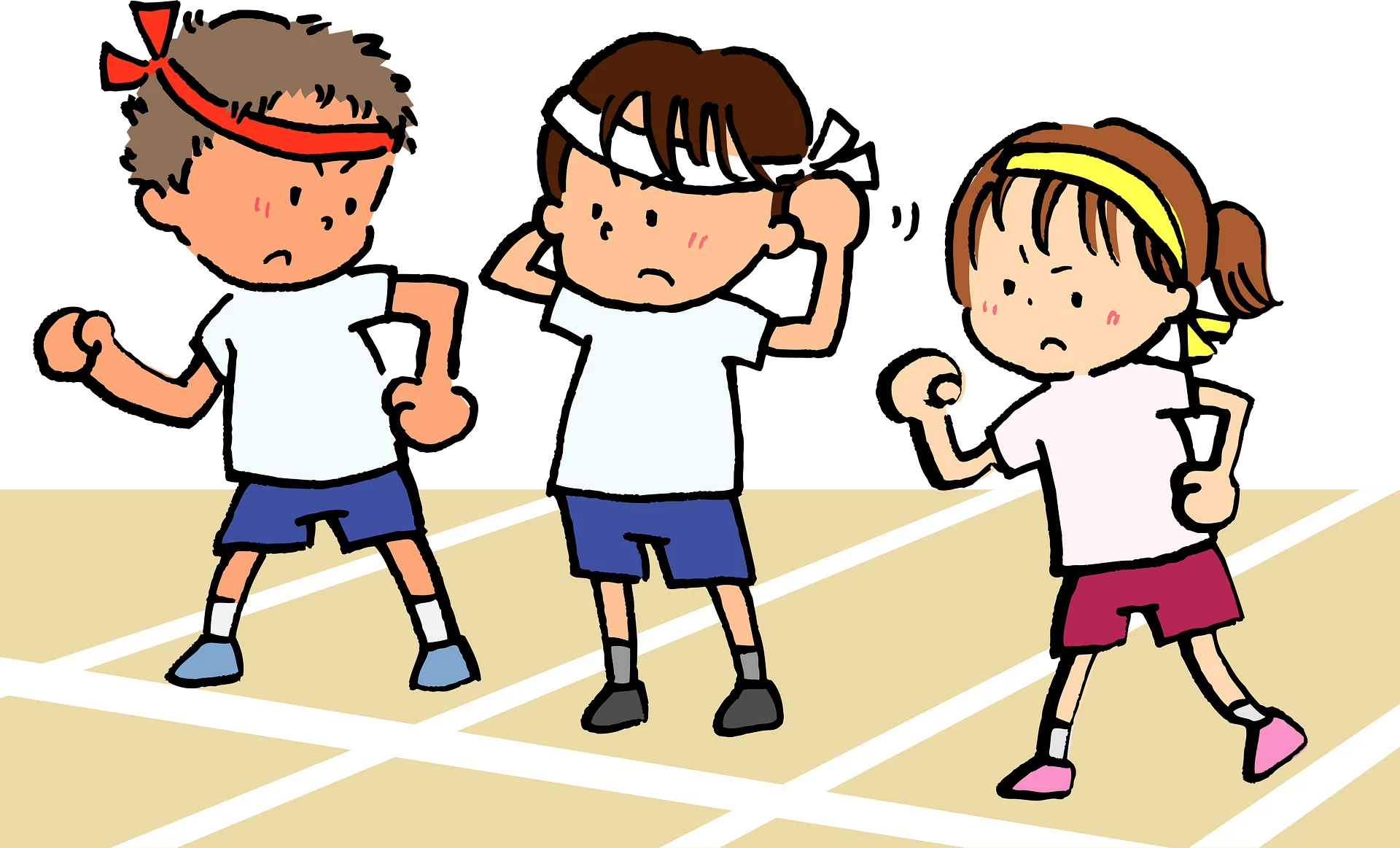 Playful School Children in Physical Education Clipart Illustration