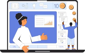 Professional Data Training and Analytics Skill Development Clipart Illustration
