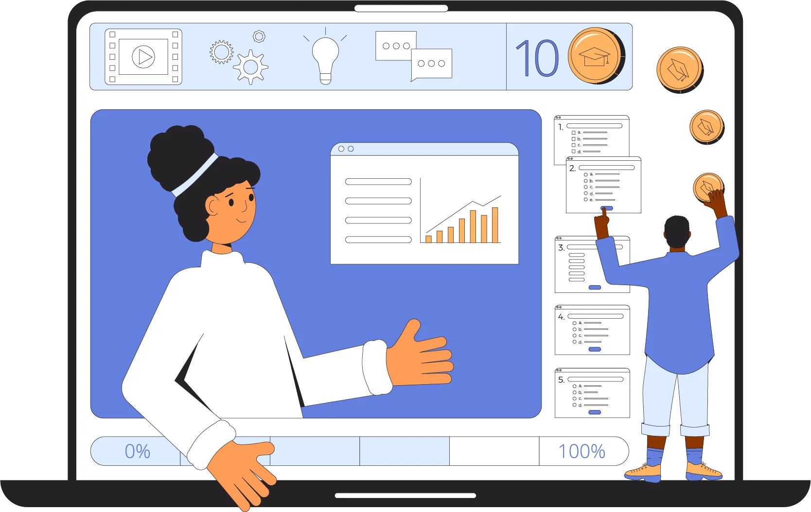 Professional Data Training and Analytics Skill Development Clipart Illustration
