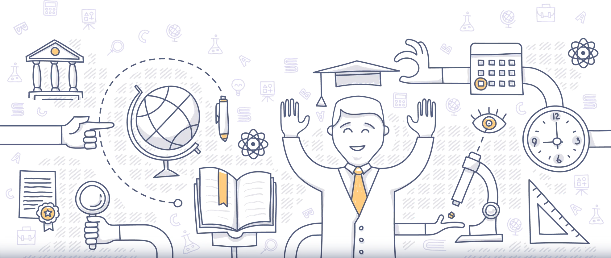 Professional Development and Learning Journey Sketch-Style Clipart Illustration