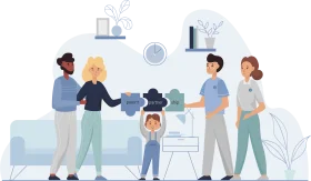 Professional Team Training and Collaboration Workplace Clipart Illustration