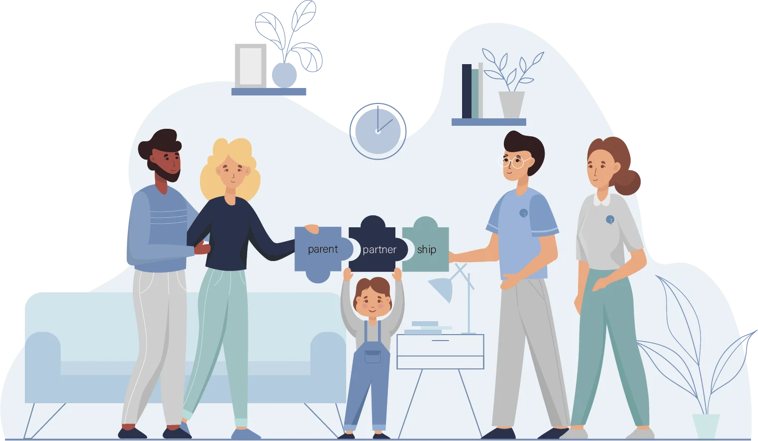Professional Team Training and Collaboration Workplace Clipart Illustration