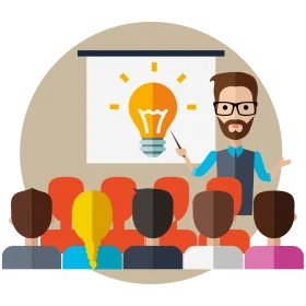 Professional Training Session Clipart with Illuminating Idea Presentation