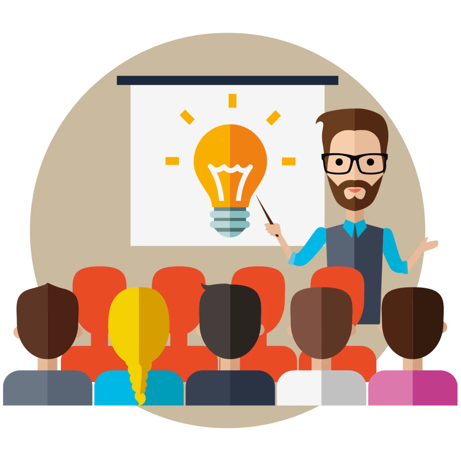 Professional Training Session Clipart with Illuminating Idea Presentation