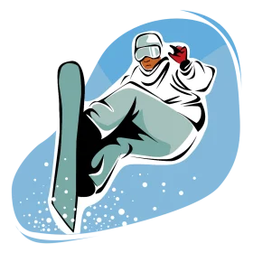 Snowboarding Action Clipart: Dynamic Winter Sports Graphic Design