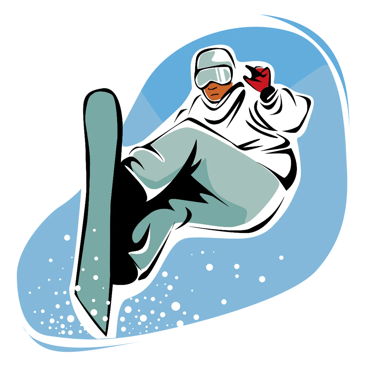 Snowboarding Action Clipart: Dynamic Winter Sports Graphic Design