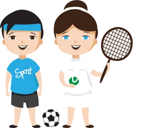 Sporty Kids Clipart Illustration Showcasing Soccer and Tennis Athletes