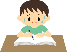 Struggling Student Clipart: Young Learner Experiencing Study Stress and Concentration