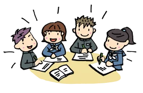 Students Studying Together: A Collaborative Learning Clipart Scene of Engagement