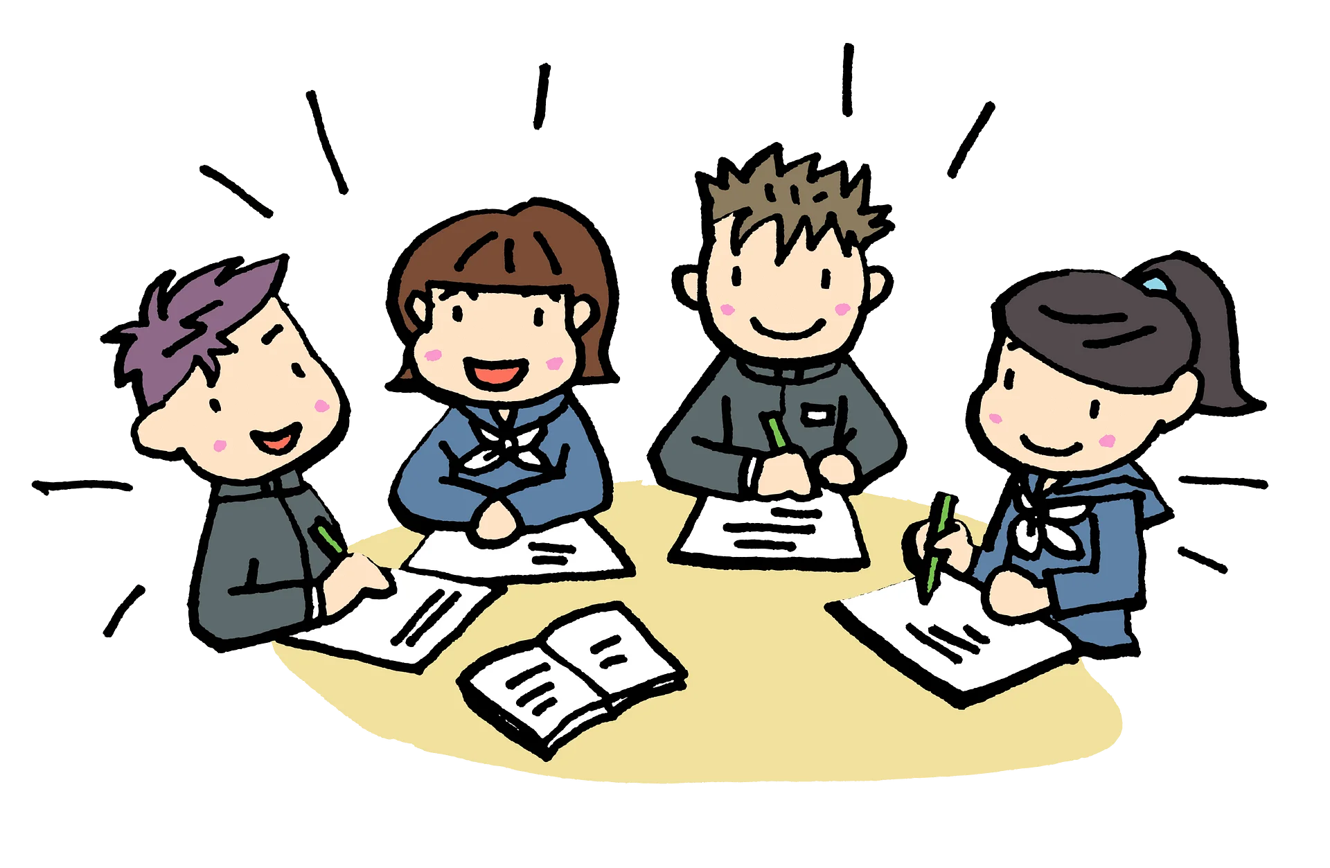 Students Studying Together: A Collaborative Learning Clipart Scene of Engagement