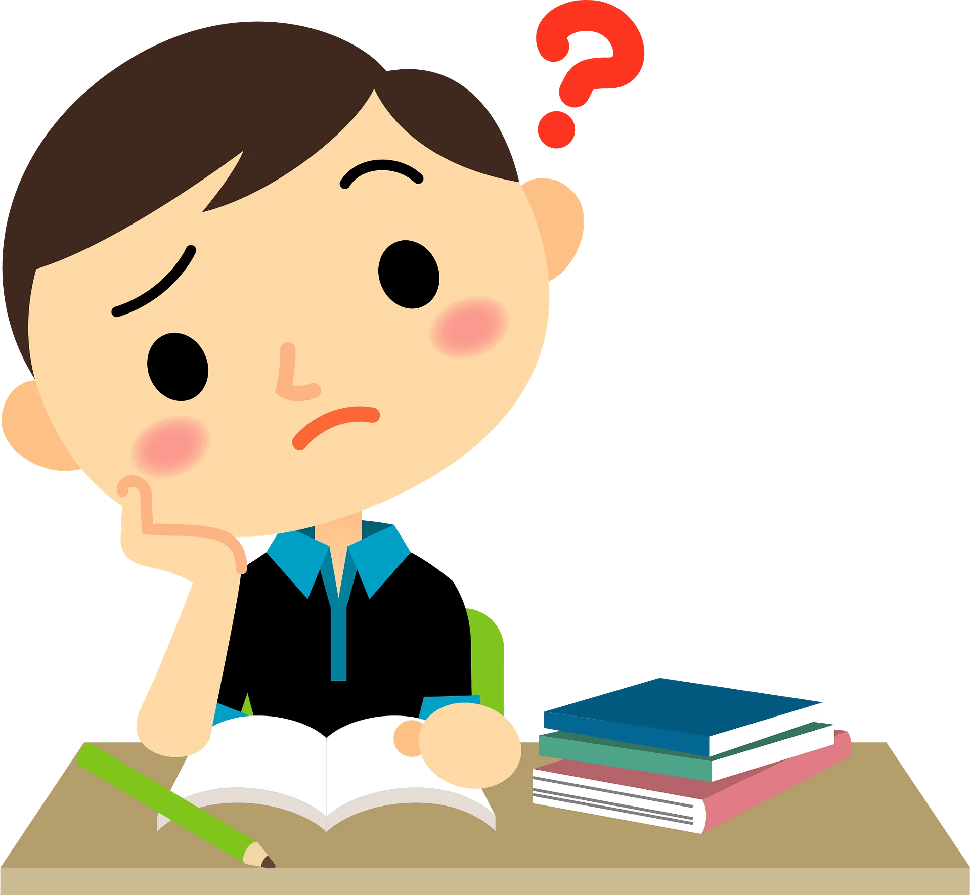 Studious Student Contemplating Learning Challenge Clipart Illustration