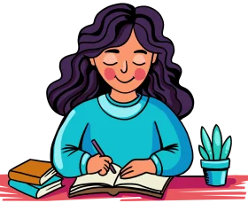 Studious Young Scholar Immersed in Learning: Inspiring Study Clipart Illustration