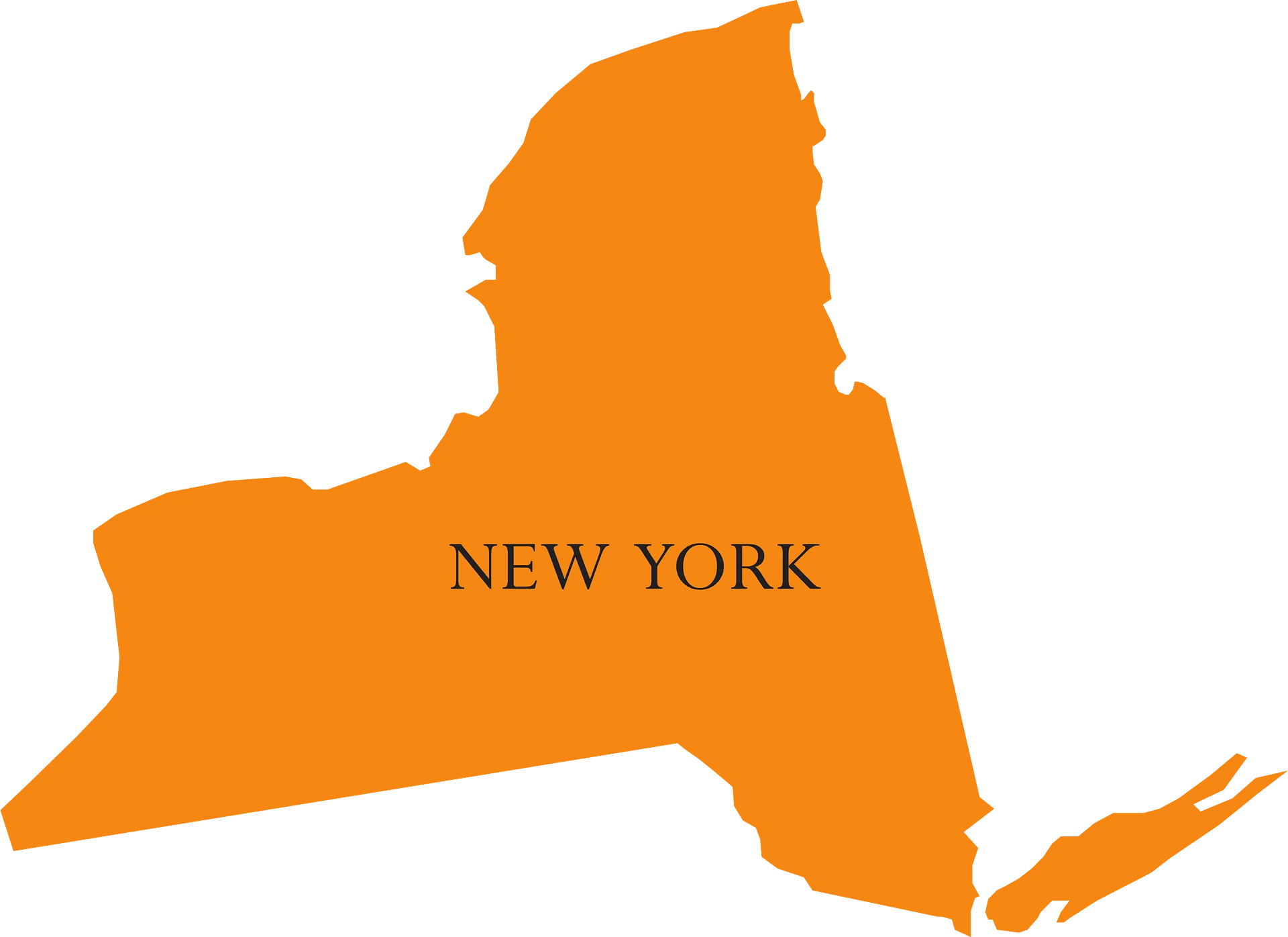 Stylish Orange New York State Outline Clipart Graphic Design Element
