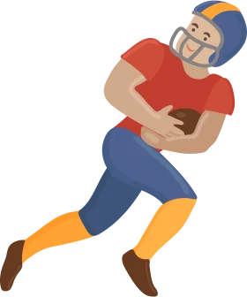Stylized American Football Player Running Clipart - Dynamic Sports Illustration