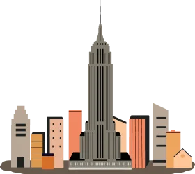 Stylized New York City Skyline Clipart with Iconic Empire State Building