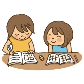 Two Children Studying Together: A Heartwarming Educational Clipart Scene