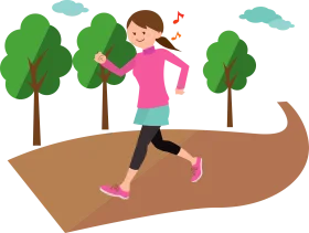 Cheerful Female Jogger Enjoying Outdoor Exercise on Nature Trail Clipart Illustration