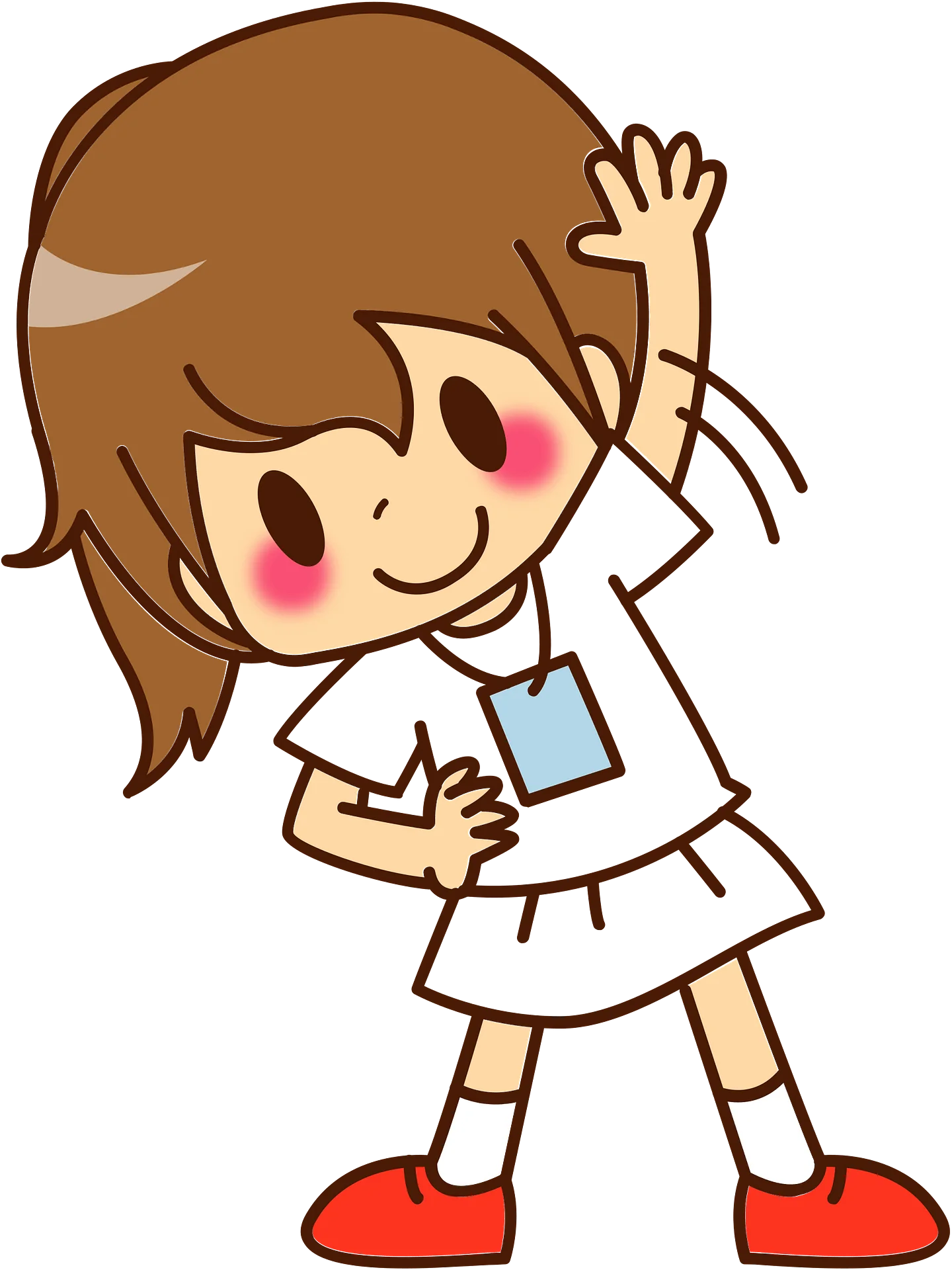 Cheerful Young Girl Doing Fitness Exercise Clipart Illustration